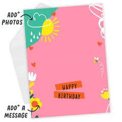 Fun Flowers Custom Birthday Card