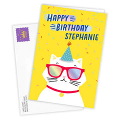 Fun Party Cat Custom Birthday Card