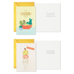 Fun and Floral Boxed Birthday Cards Assortment, Pack of 16