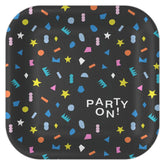 "Party On!" Geometric Shapes Dinner Plates, Pack of 8