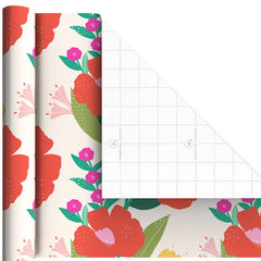 Florals and Geometric 3-Pack Wrapping Paper Mini Roll Bundle, 60 sq. ft. total