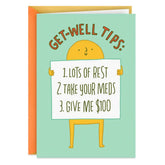 Rest, Meds and Money Funny Get Well Card