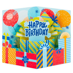 Big Presents and Balloons Musical 3D Pop-Up Birthday Card With Light