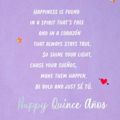 Shine Your Light Bilingual Quinceañera Card