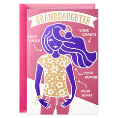 Your Smile, Smarts and Heart Birthday Card for Granddaughter