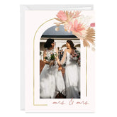 Gold Arch & Pink Flowers Custom Wedding Card