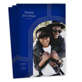 Gold Arch on Blue Holiday Photo Card