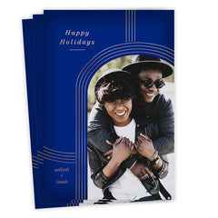 Gold Arch on Blue Holiday Photo Card