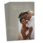 Gold Arches on Gray Wedding Thank-You Card
