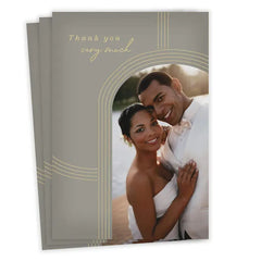 Gold Arches on Gray Wedding Thank-You Card