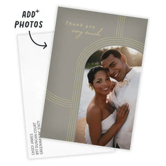 Gold Arches on Gray Wedding Thank-You Card