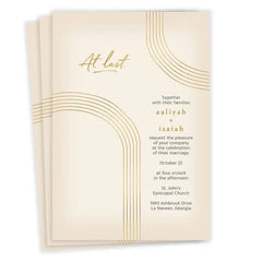 At Last Gold Arch Flat Wedding Invitation