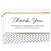 Gold and Black Preppy Hats Flat Graduation Thank You Card