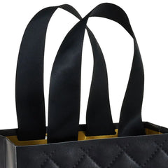 5.5" Gold Bow on Black Small Square Gift Bag