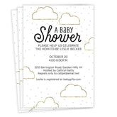 Elegant Clouds and Dots Flat Baby Shower Invitation