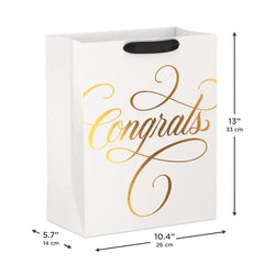 13" Congrats Calligraphy on Cream Large Gift Bag