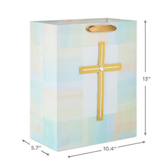 13" Gold Cross With Pastel Border Large Gift Bag