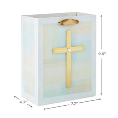 9.6" Gold Cross on Pastel Medium Gift Bag