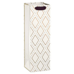 13" Gold Diamonds on Cream Wine Gift Bag