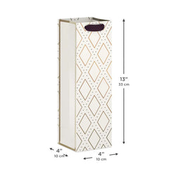 13" Gold Diamonds on Cream Wine Gift Bag