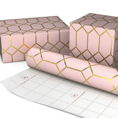 Gold Geometric on Pink Tall Wrapping Paper Roll, 35 sq. ft.