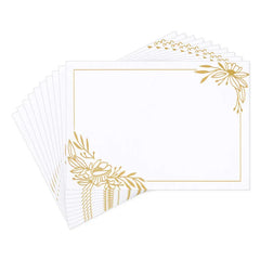 Gold Floral Swags on White Flat Blank Notes, Pack of 10