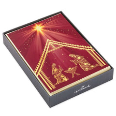 Gold Foil Nativity Boxed Christmas Cards, Pack of 16