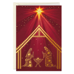 Gold Foil Nativity Boxed Christmas Cards, Pack of 16
