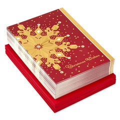 Gold Foil Snowflake Boxed Christmas Cards, Pack of 40
