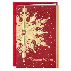 Gold Foil Snowflake Boxed Christmas Cards, Pack of 40