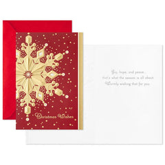 Gold Foil Snowflake Boxed Christmas Cards, Pack of 40