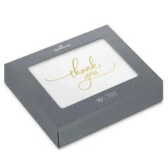 Gold Script on White Blank Thank You Notes, Pack of 10