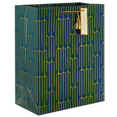 13" Gold Geometric on Teal Large Gift Bag