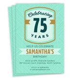Green and Gold Milestone Celebration Flat Birthday Invitation