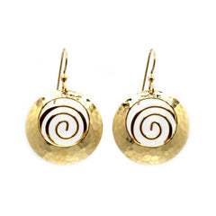 Silver Forest Hammered Gold Metal Drop Earrings With Coil