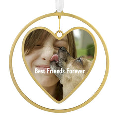 Gold Heart Metal Personalized Ornament, Custom Photo and Text