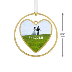 Gold Heart Metal Personalized Ornament, Custom Photo and Text