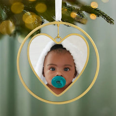 Gold Heart Metal Personalized Ornament, Custom Photo