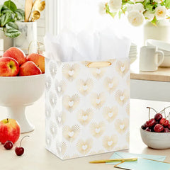 13" Gold Hearts on White Large Gift Bag