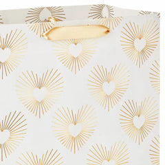 13" Gold Hearts on White Large Gift Bag