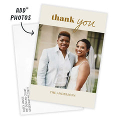 Gold Thanks Modern Minimal Wedding Thank-You Card