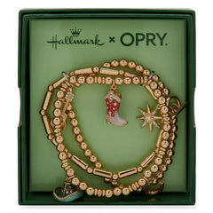 Hallmark x Opry® Gold-Tone Beaded Bracelets With Cowboy Charms, Set of 3