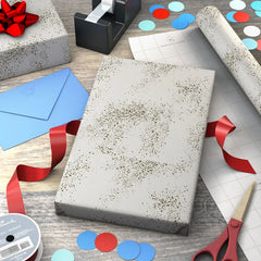 Gold Paint Splatter on Cream Wrapping Paper, 20 sq. ft.