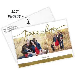 Gold Peace and Love Flat Holiday Photo Card