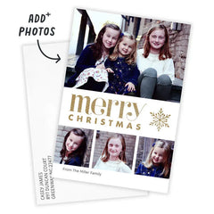 Merry Snowflake Flat Christmas Photo Card