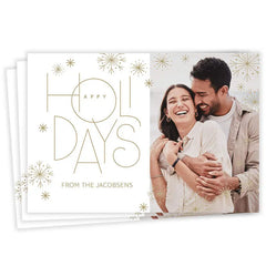 Elegant Sparkle and Snow Flat Holiday Photo Card