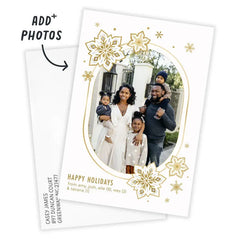 Pretty Gold Snowflakes Flat Holiday Photo Card