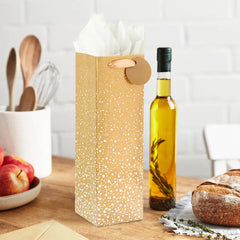 13" Gold Sparkle Wine Gift Bag