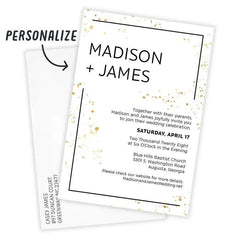 Modern Gold Splatter Flat Wedding Invitation