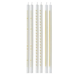 Gold Designs on Ivory Tall Triangular Birthday Candles, Pack of 6